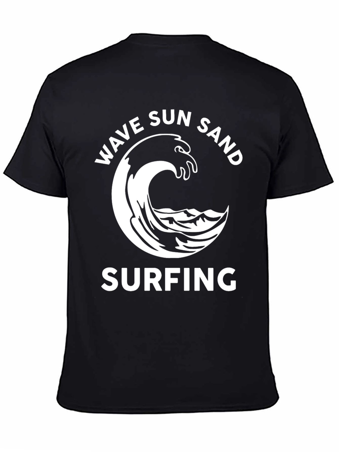 Wave Sun Sand Surfing Graphic Tee - Black