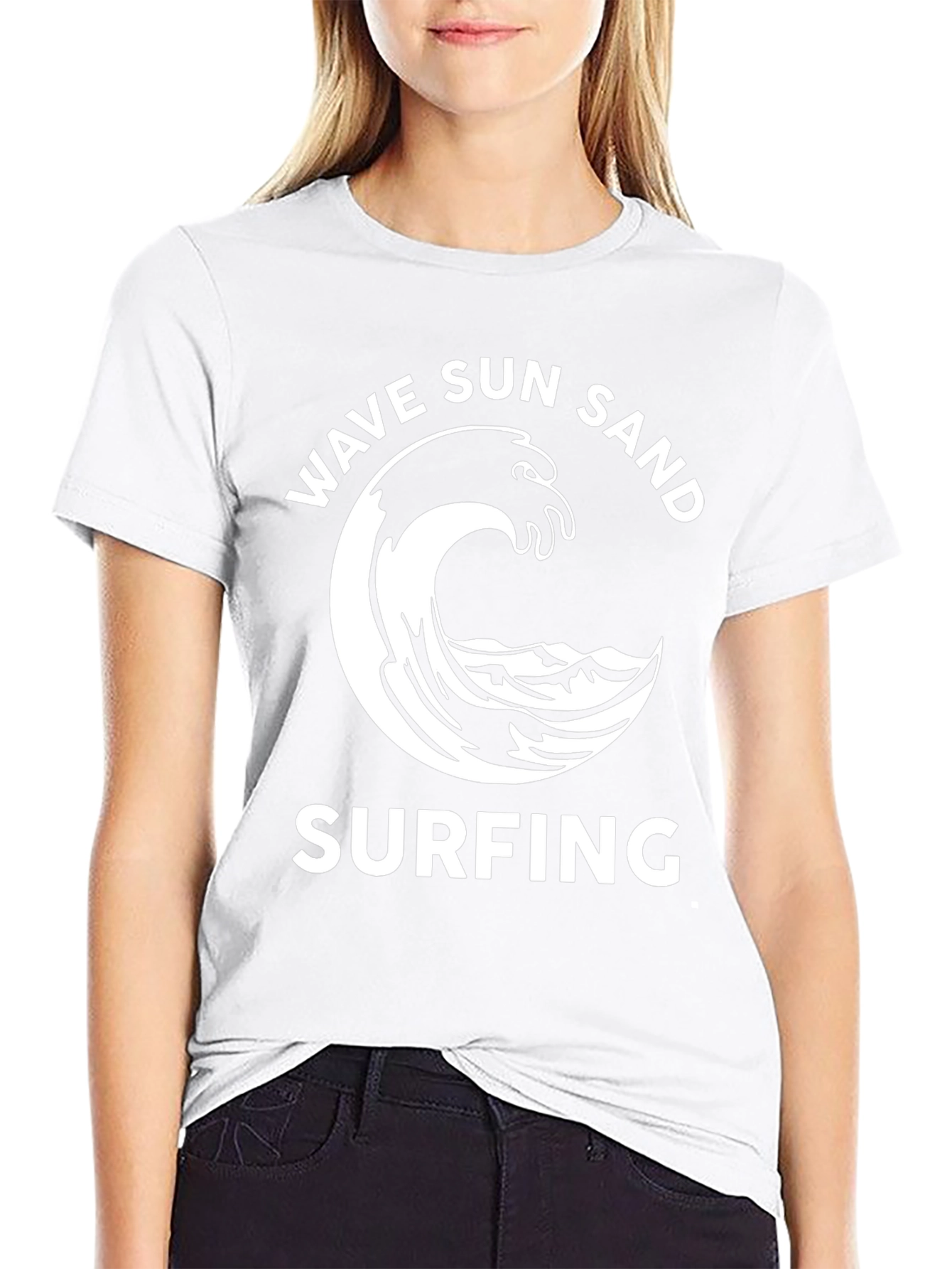 Wave Sun Sand Surfing Graphic Tee - Black