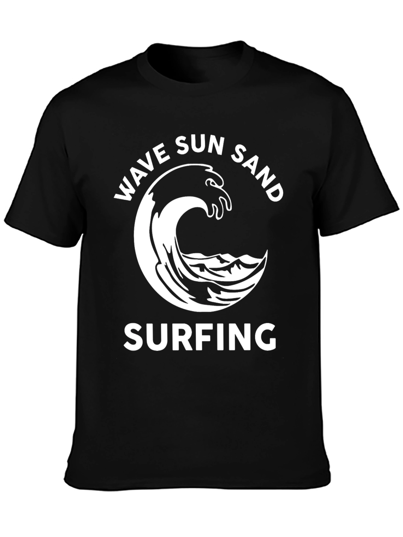Wave Sun Sand Surfing Graphic Tee - Black