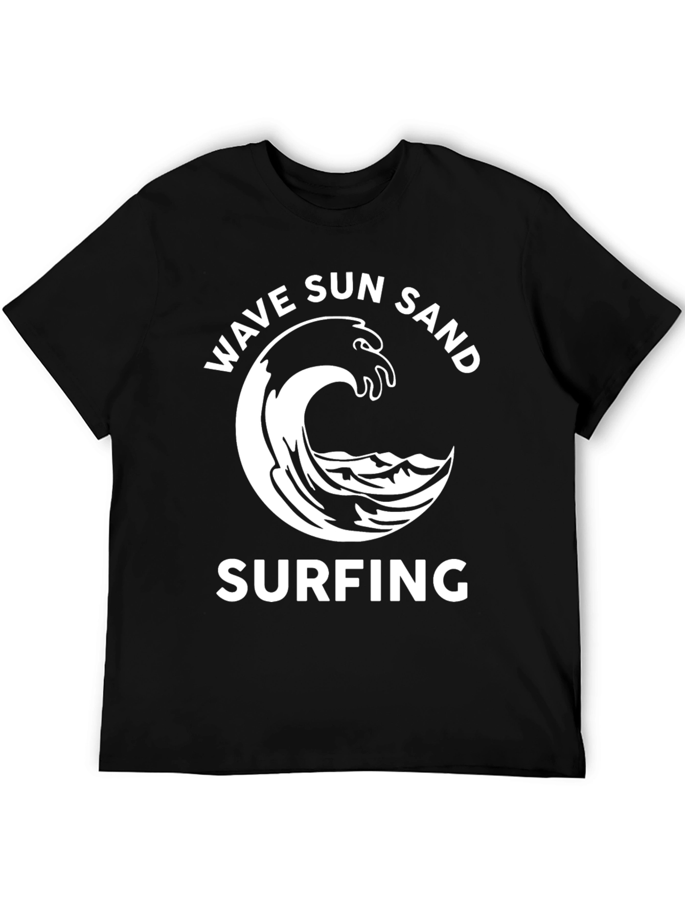 Wave Sun Sand Surfing Graphic Tee - Black
