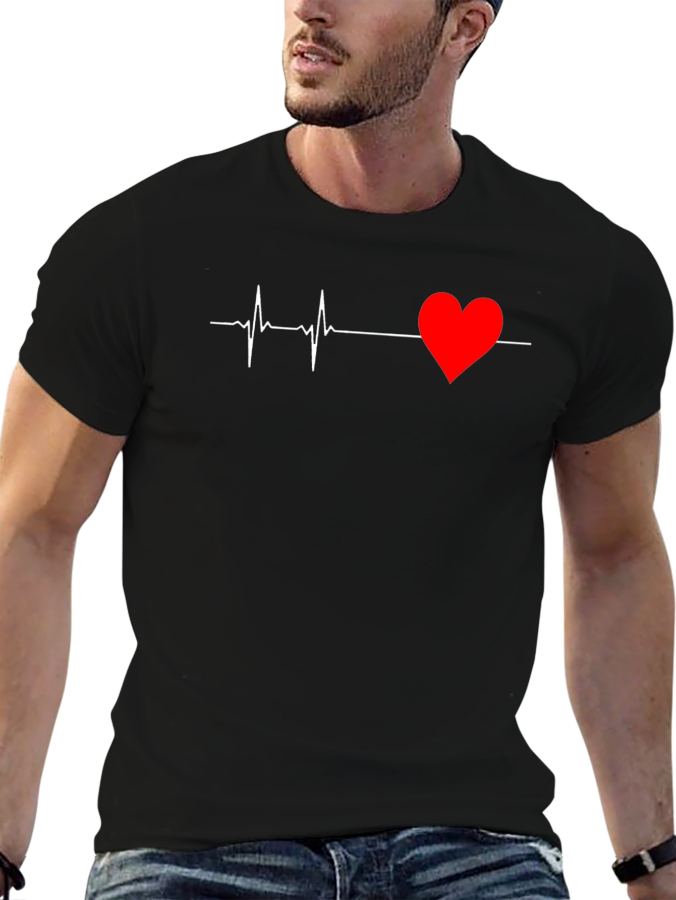 Heartbeat Graphic Tee - Modern Black T-Shirt