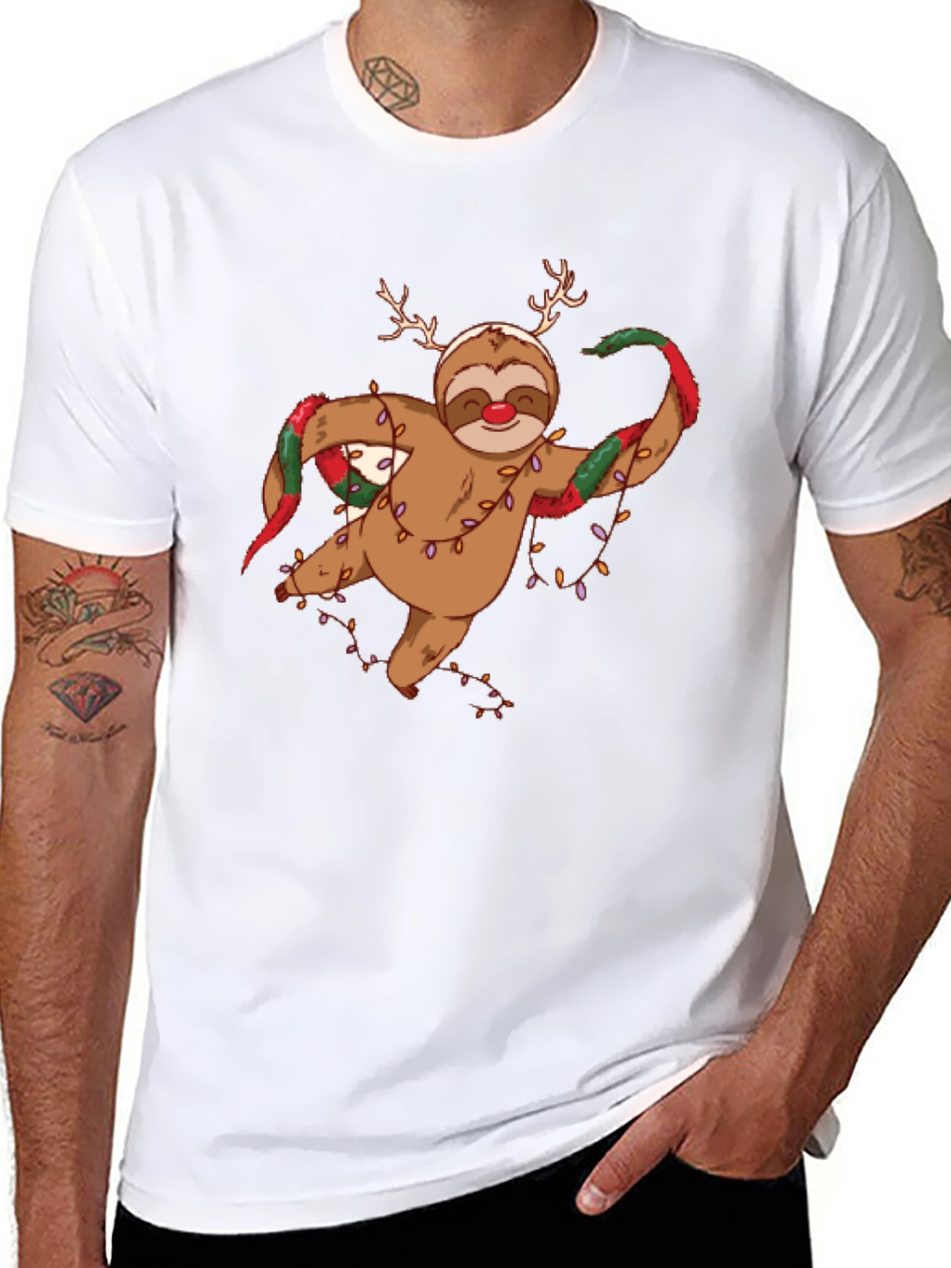Holiday Sloth T-Shirt - Christmas Antlers