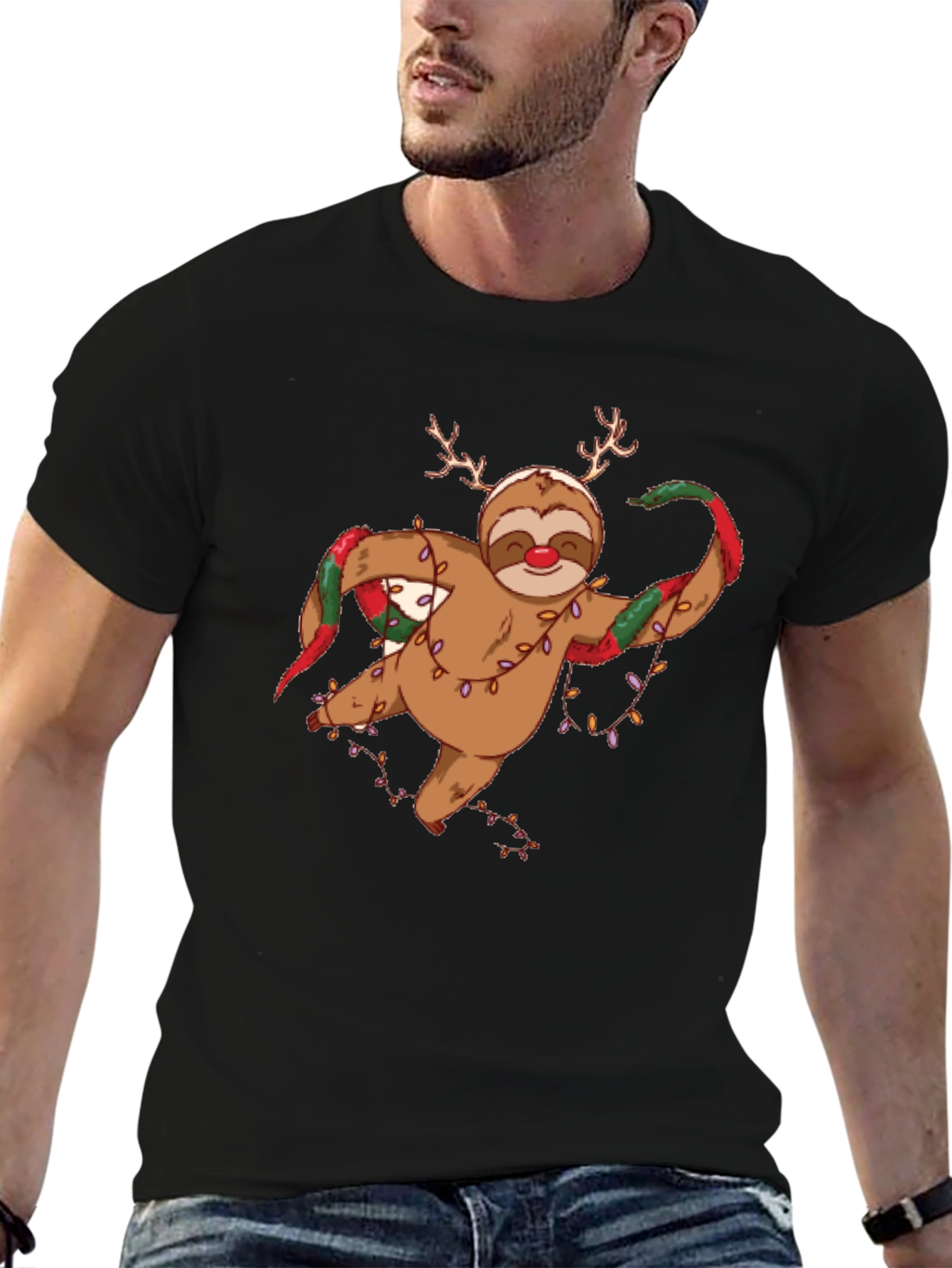 Holiday Sloth T-Shirt - Christmas Antlers