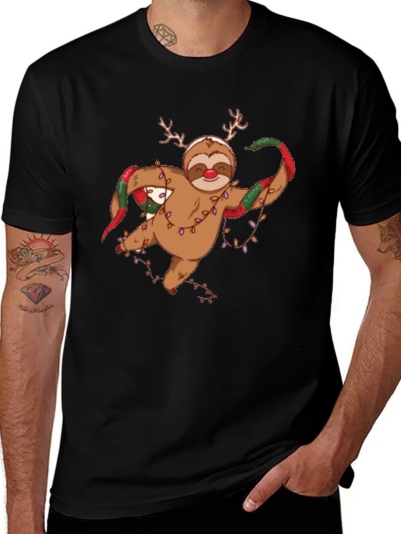 Holiday Sloth T-Shirt - Christmas Antlers