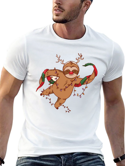 Holiday Sloth T-Shirt - Christmas Antlers