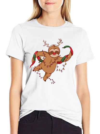 Holiday Sloth T-Shirt - Christmas Antlers