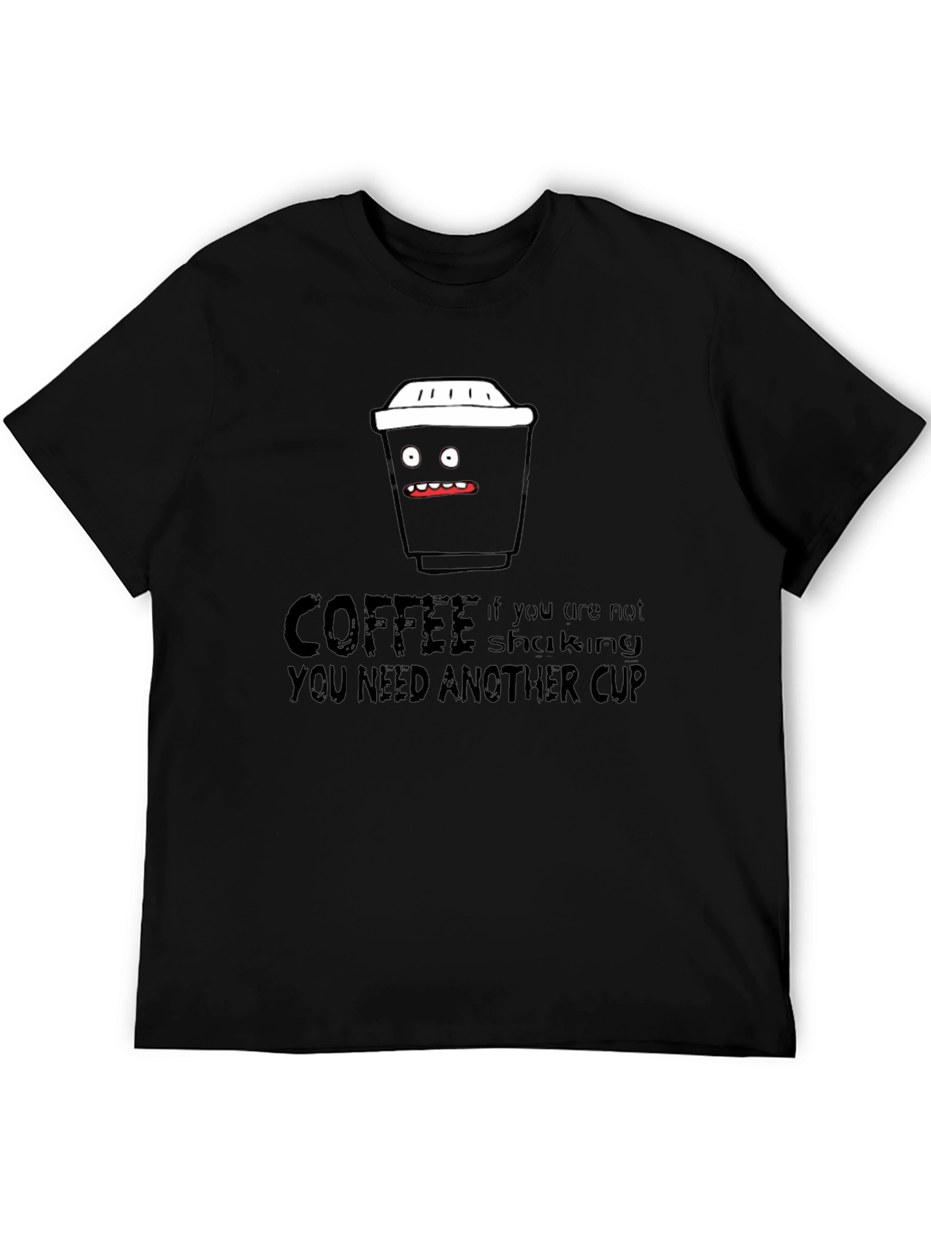 Coffee Shaking Funny Black Graphic Tee