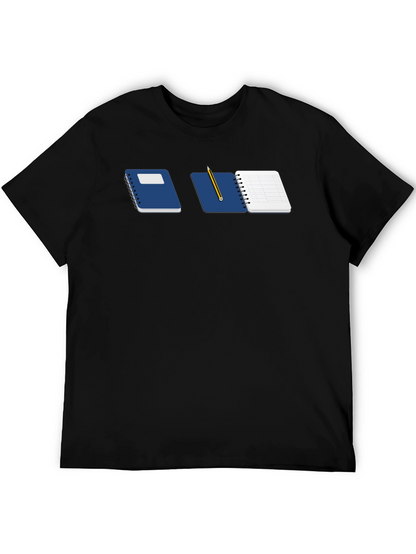 Notebook & Pencil Graphic Tee - Black Casual Shirt