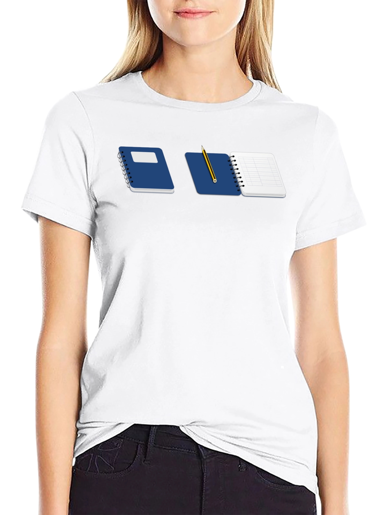 Notebook & Pencil Graphic Tee - Black Casual Shirt