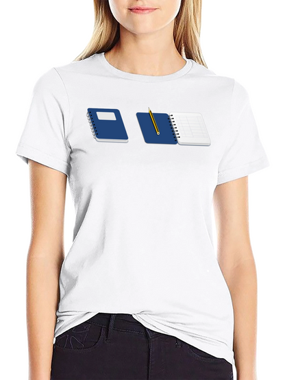 Notebook & Pencil Graphic Tee - Black Casual Shirt