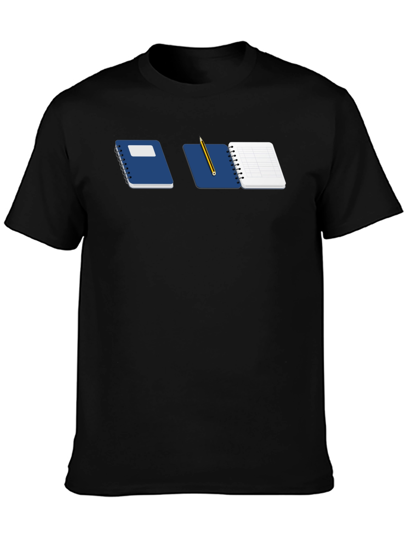 Notebook & Pencil Graphic Tee - Black Casual Shirt