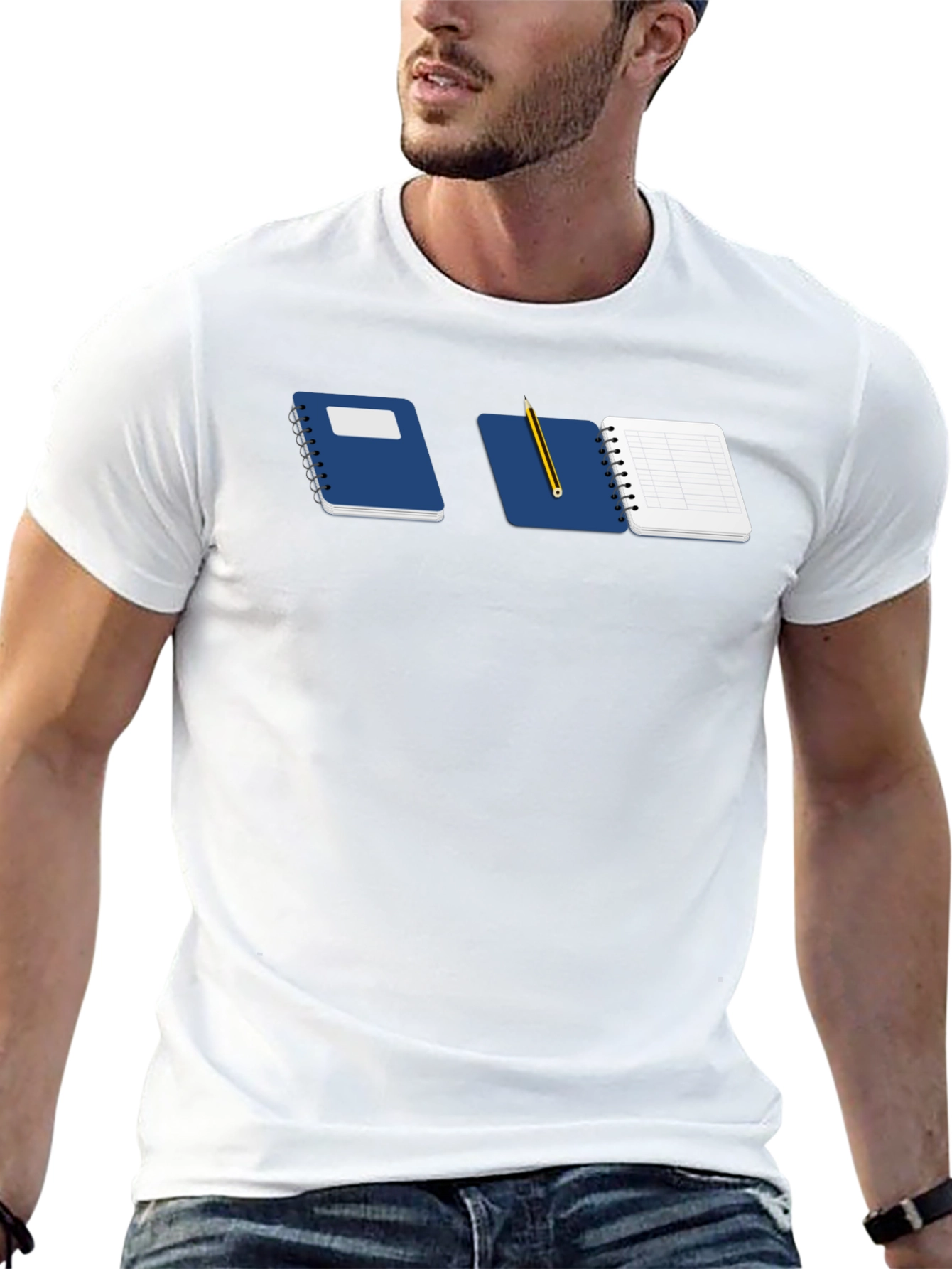 Notebook & Pencil Graphic Tee - Black Casual Shirt