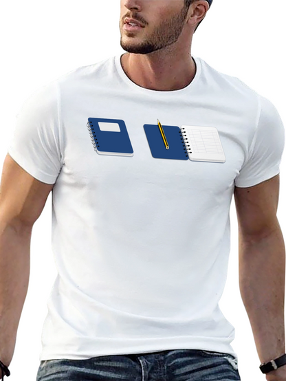Notebook & Pencil Graphic Tee - Black Casual Shirt