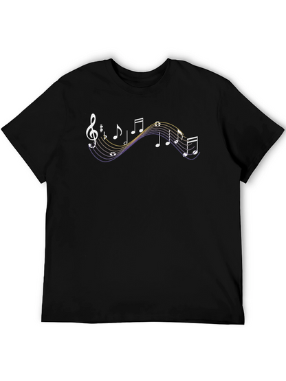 Musical Notes Graphic T-Shirt - Black