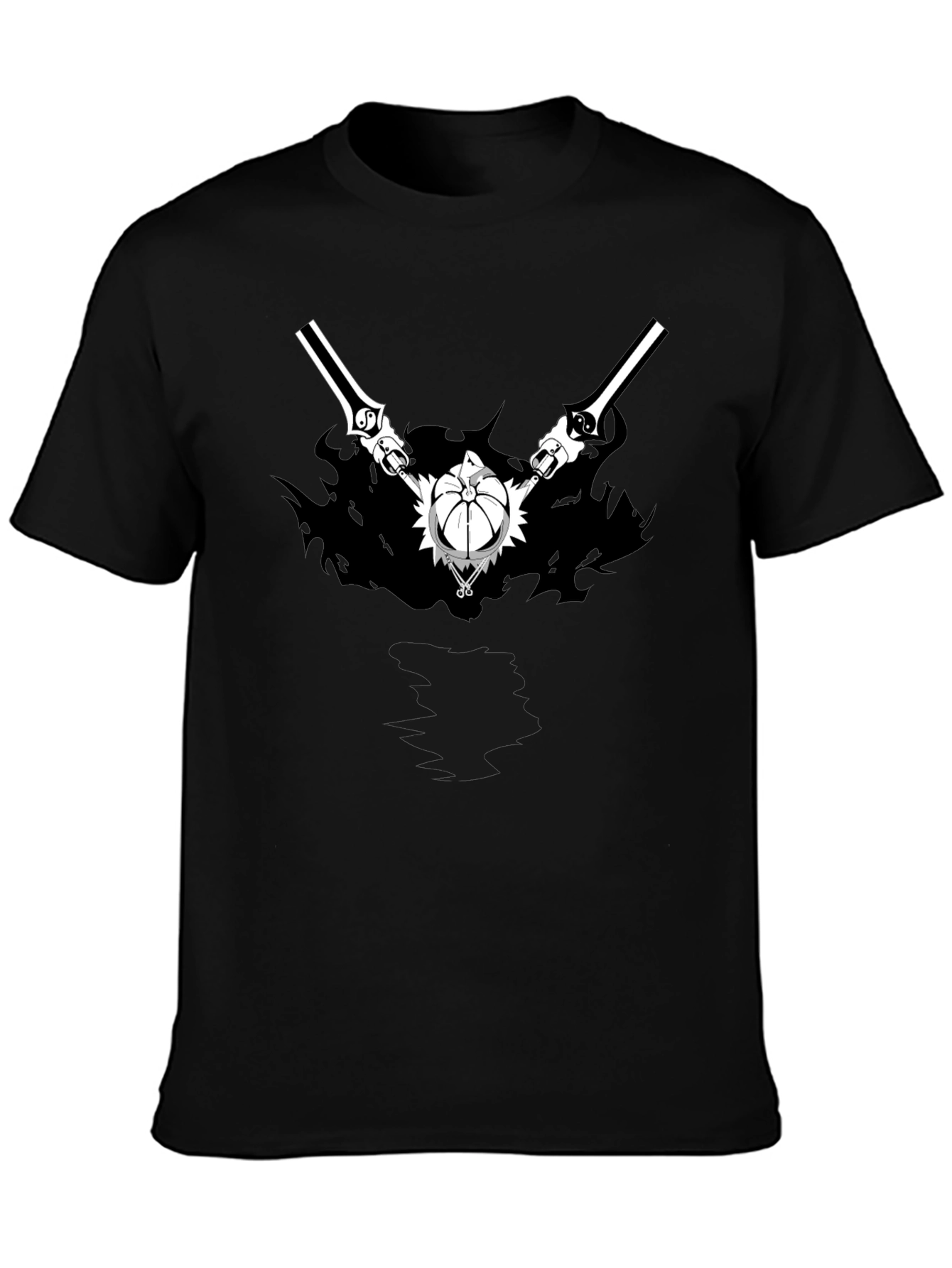Anime Graphic Print Black T-Shirt