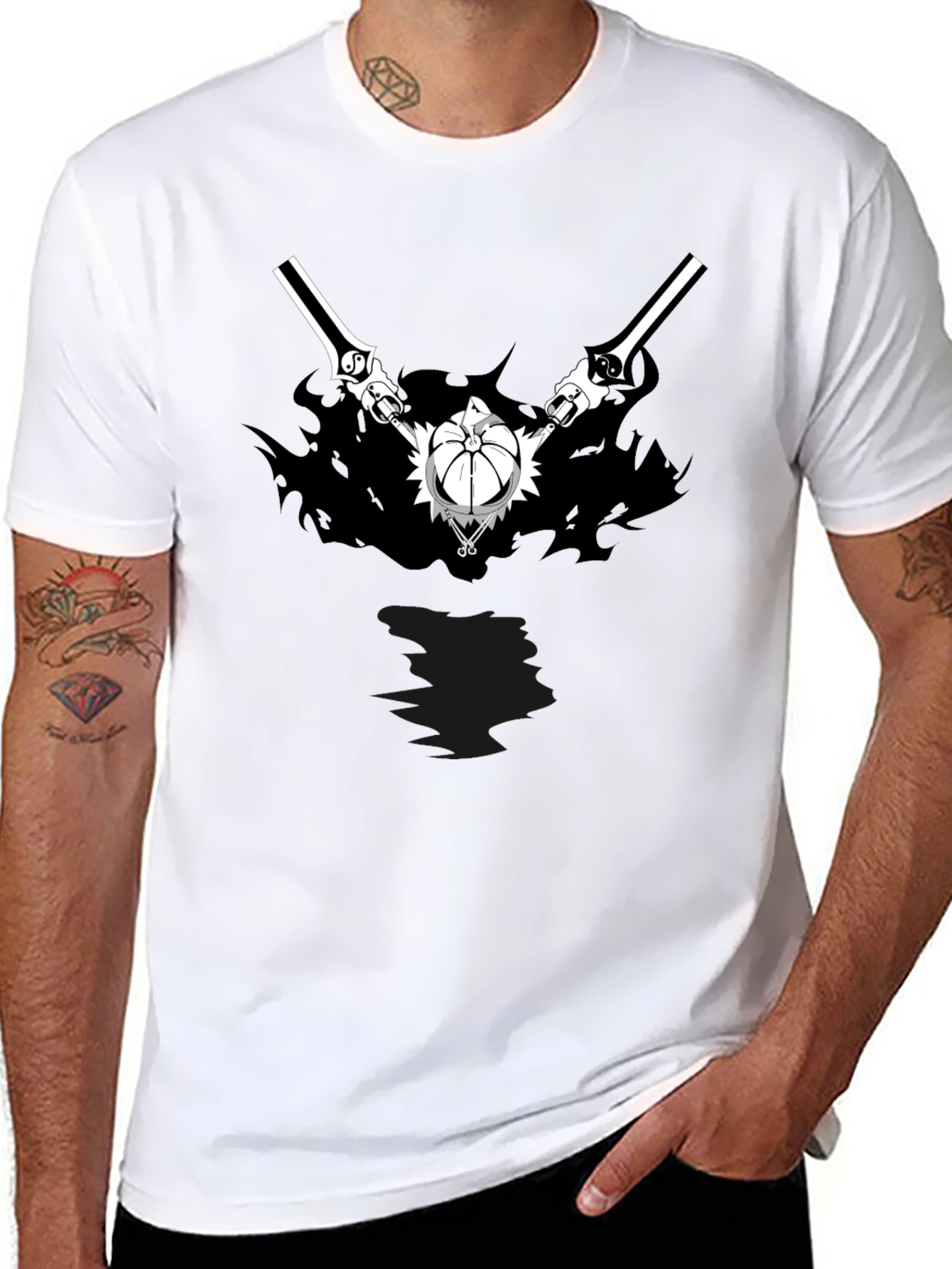 Anime Graphic Print Black T-Shirt