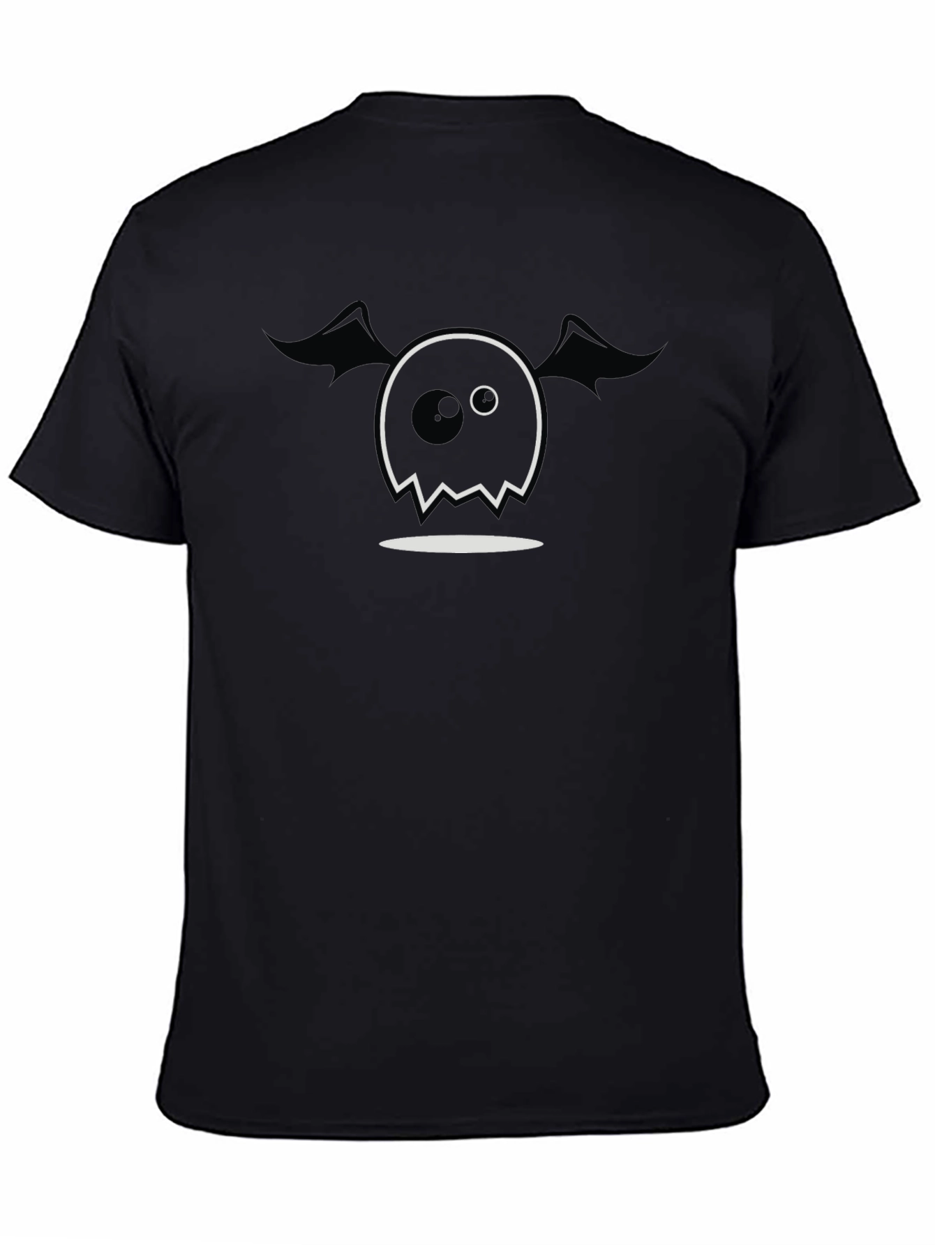 Spooky Cute Ghost Graphic Tee - Black Cotton Blend