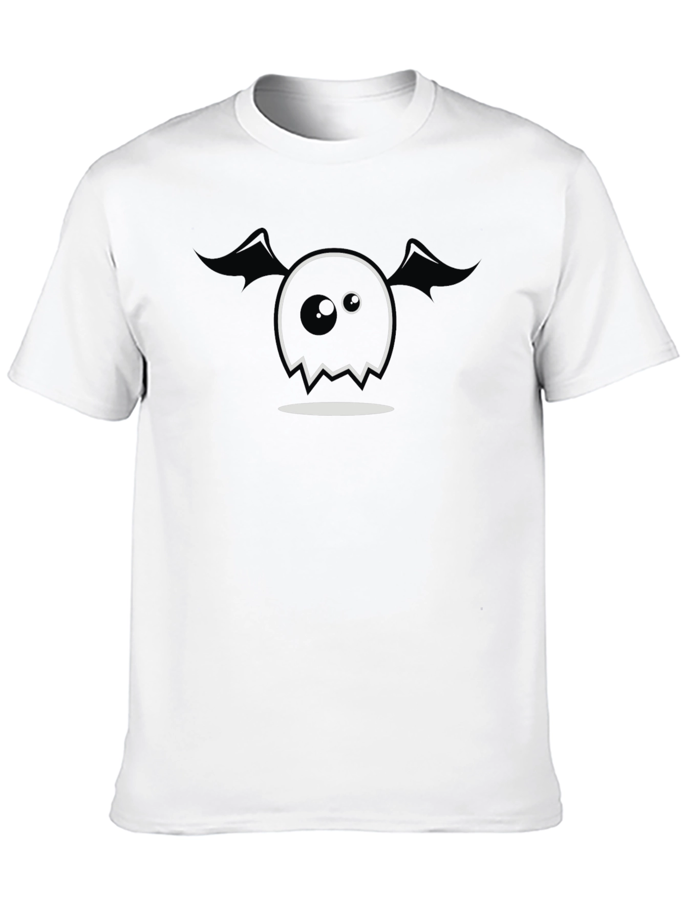 Spooky Cute Ghost Graphic Tee - Black Cotton Blend