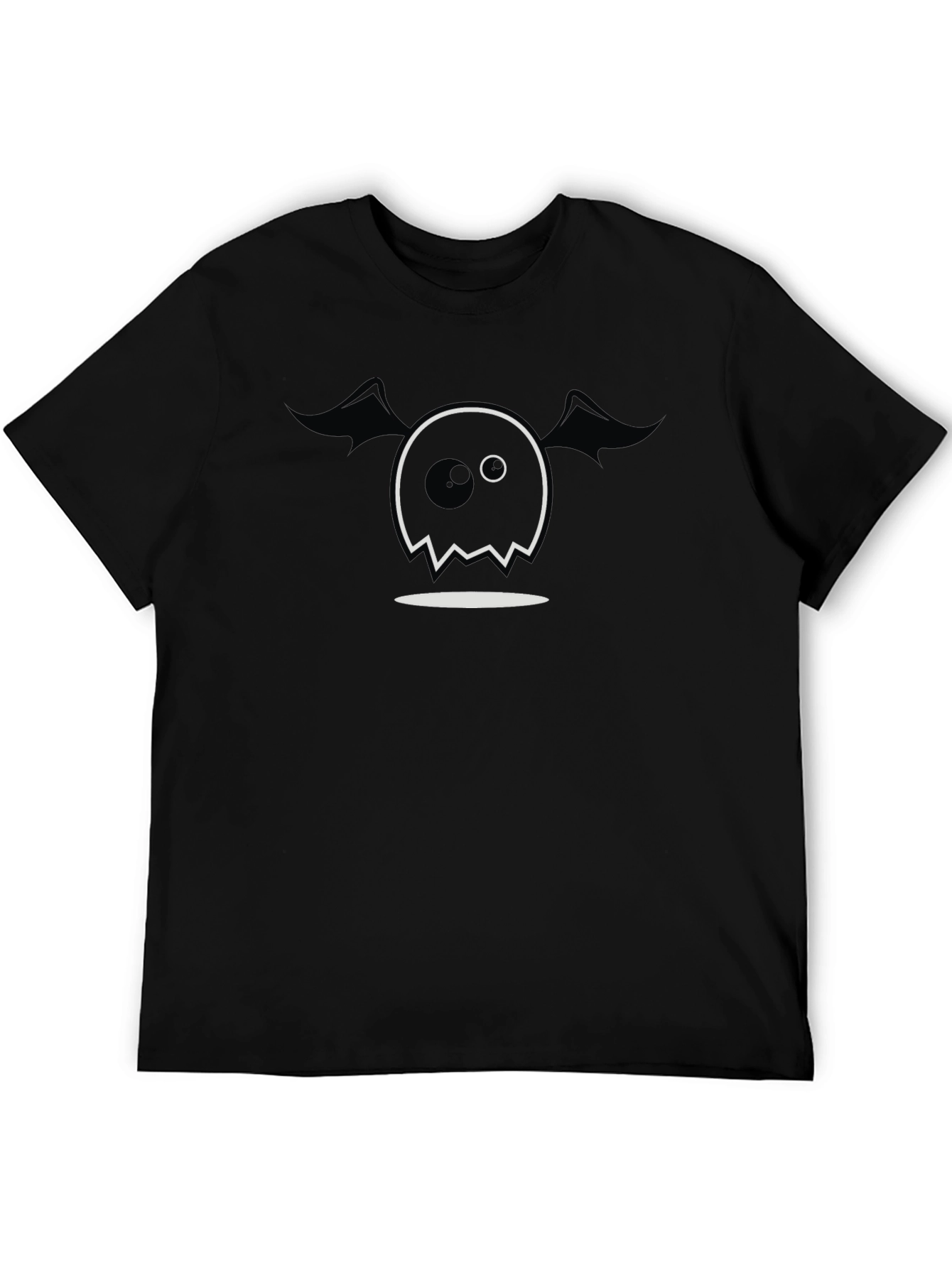 Spooky Cute Ghost Graphic Tee - Black Cotton Blend