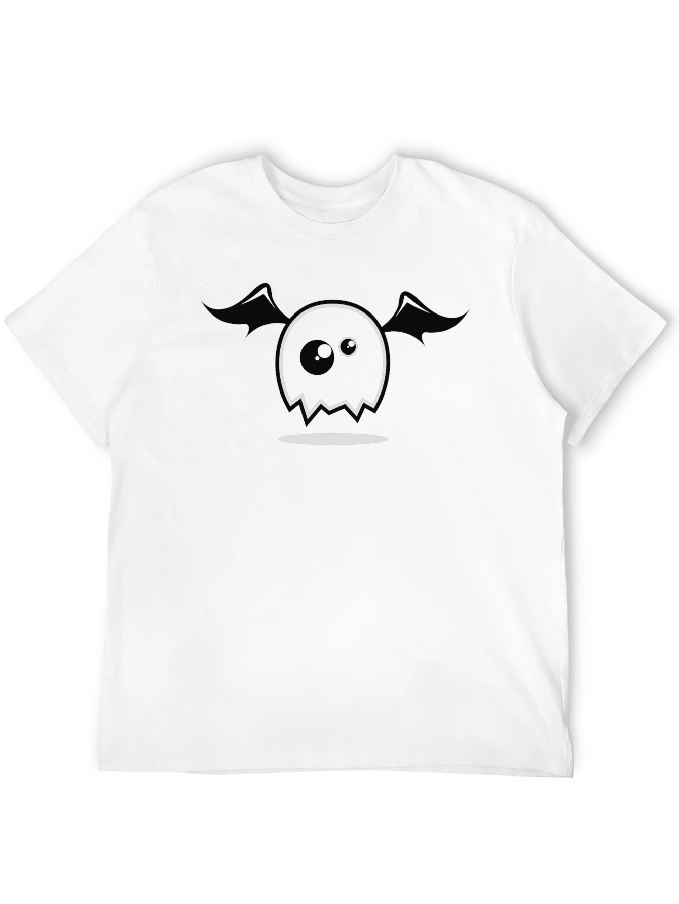 Spooky Cute Ghost Graphic Tee - Black Cotton Blend
