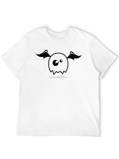 Spooky Cute Ghost Graphic Tee - Black Cotton Blend