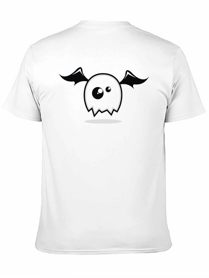 Spooky Cute Ghost Graphic Tee - Black Cotton Blend