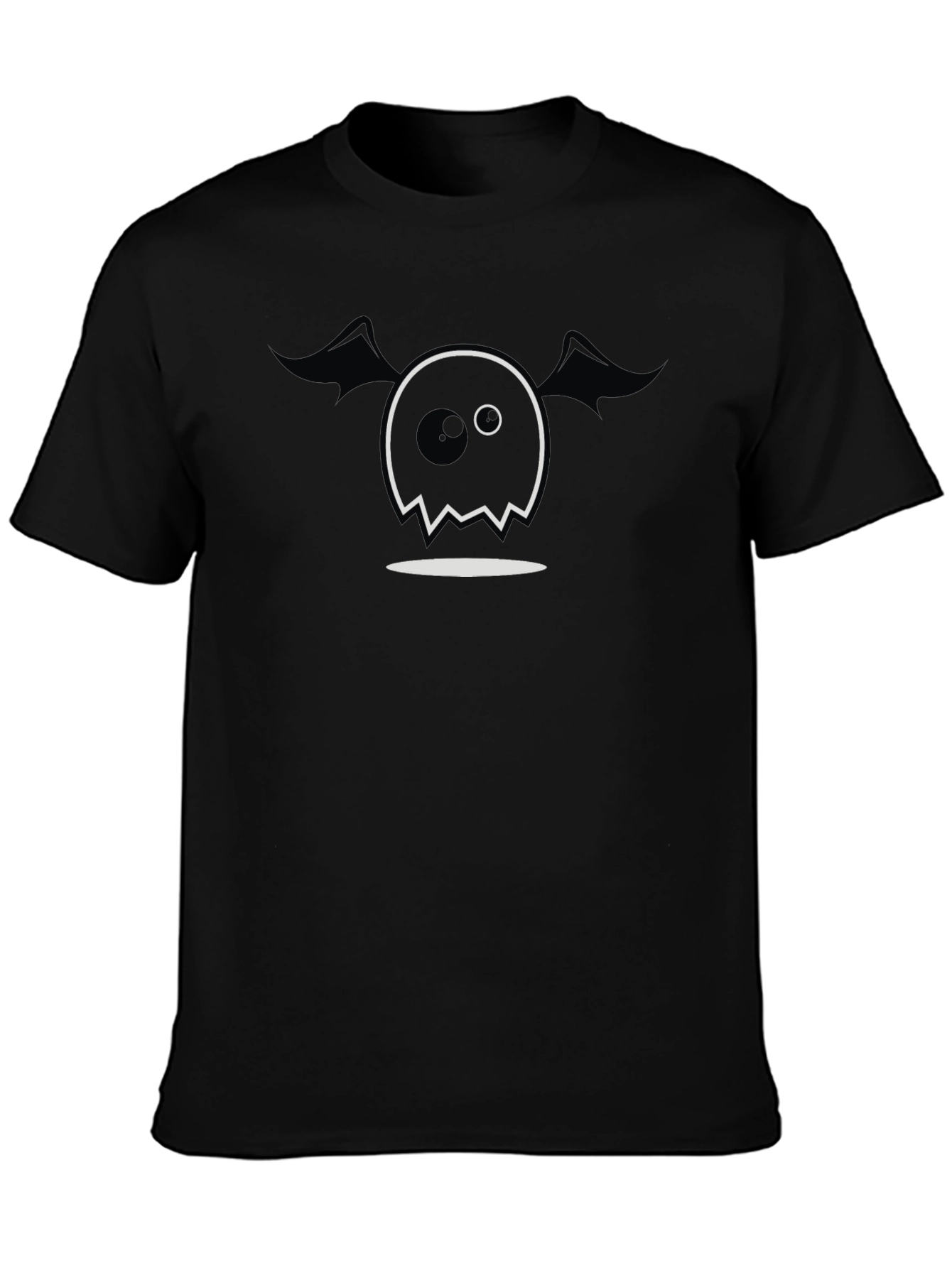 Spooky Cute Ghost Graphic Tee - Black Cotton Blend