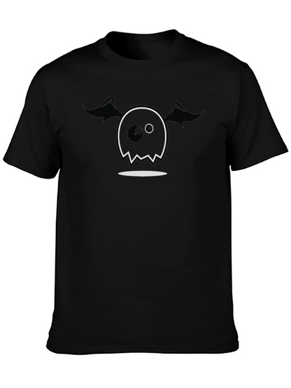 Spooky Cute Ghost Graphic Tee - Black Cotton Blend
