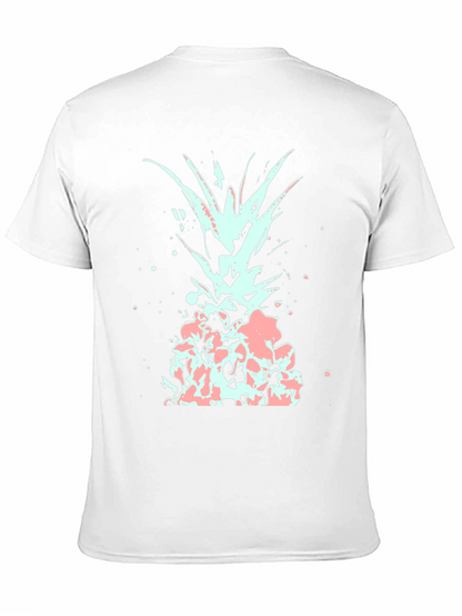 Mens Black T-Shirt with Abstract Pineapple Design