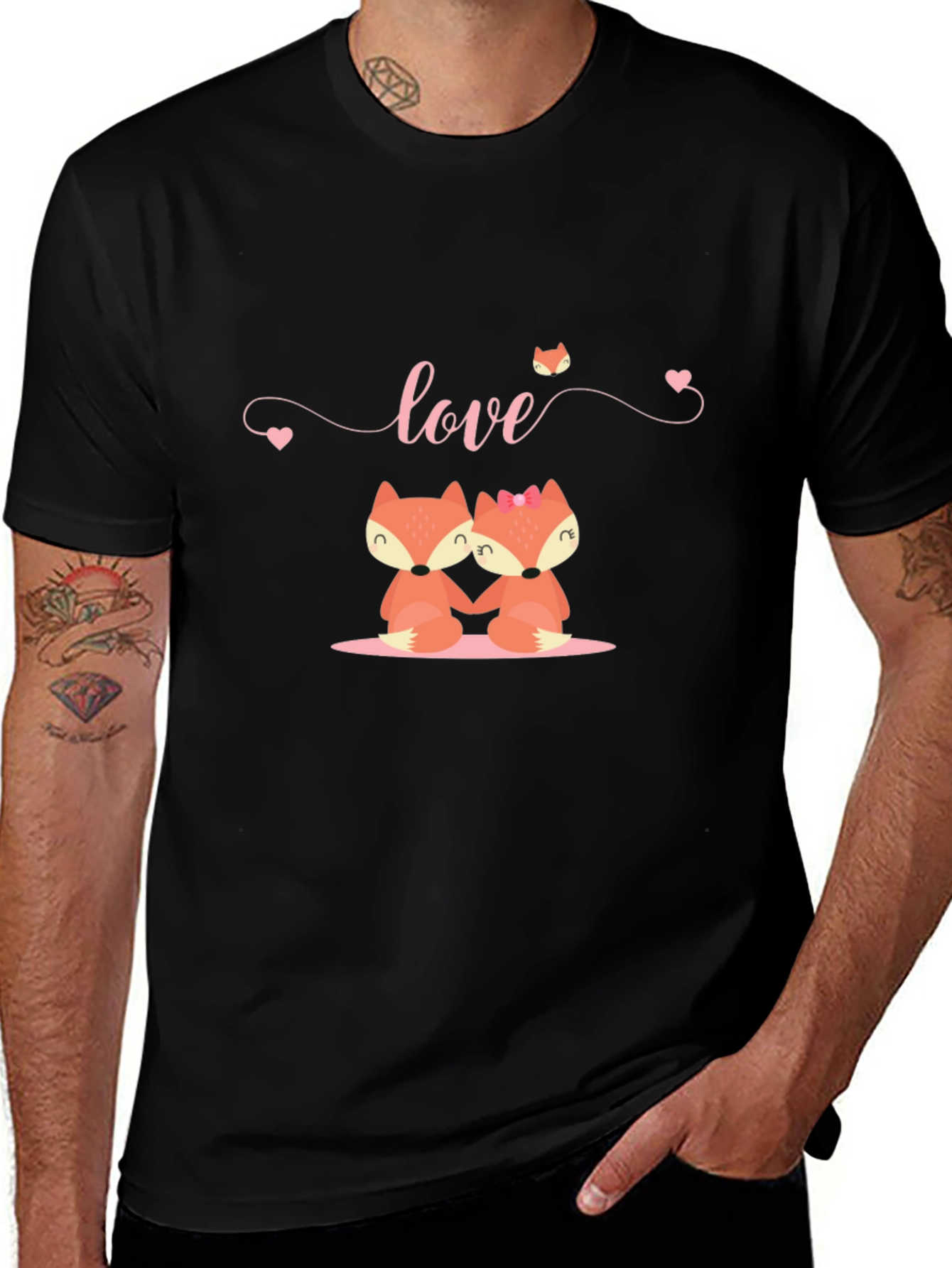 Love Foxes Black T-Shirt