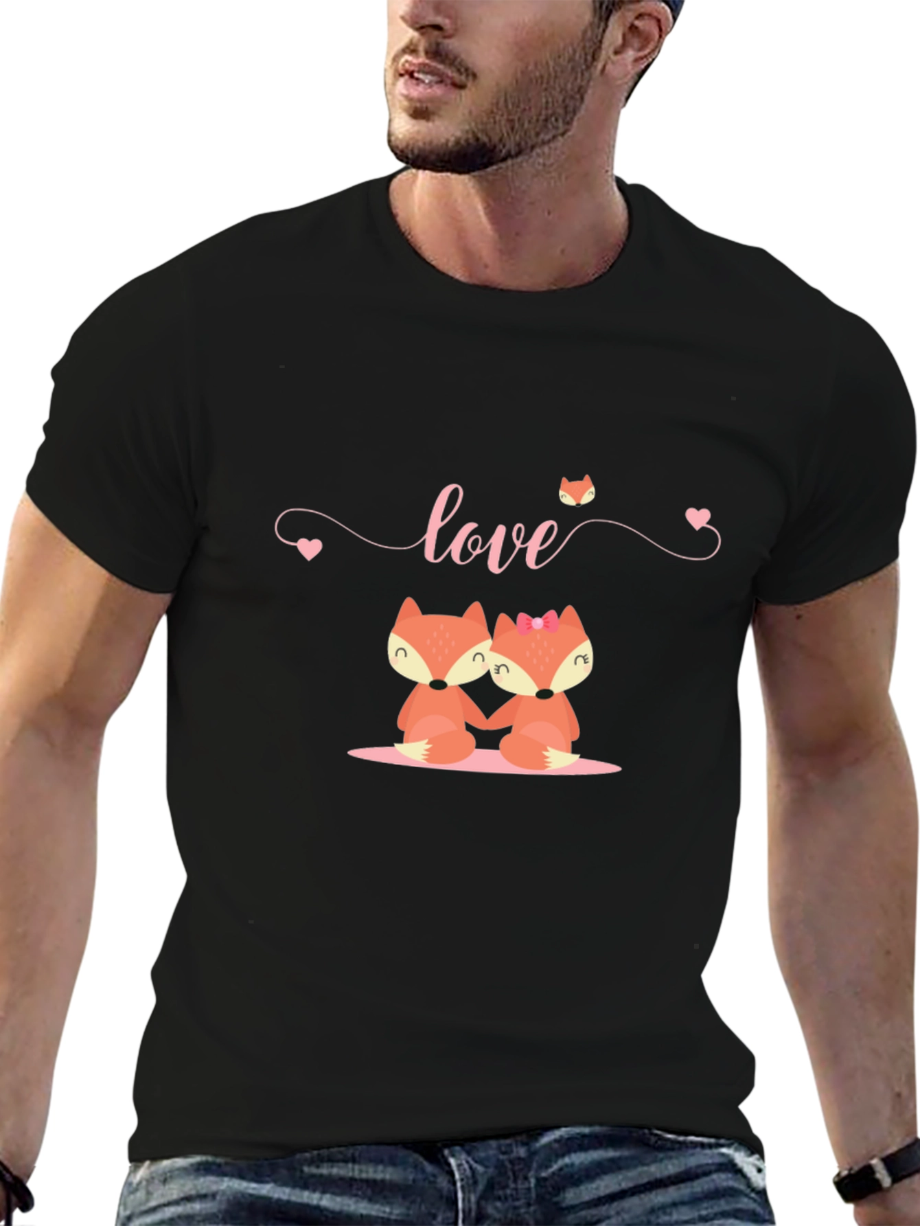 Love Foxes Black T-Shirt
