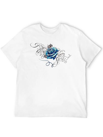 Blue Rose Graphic T-Shirt - Trendy Design