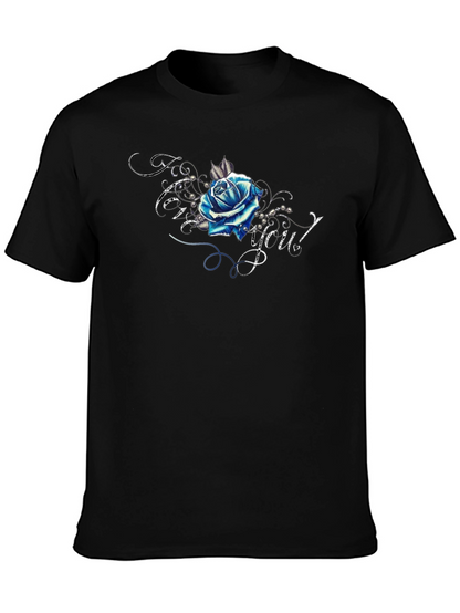 Blue Rose Graphic T-Shirt - Trendy Design