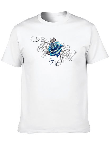 Blue Rose Graphic T-Shirt - Trendy Design