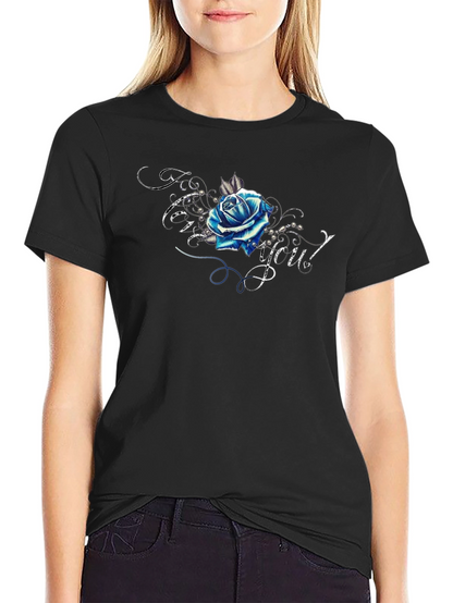 Blue Rose Graphic T-Shirt - Trendy Design