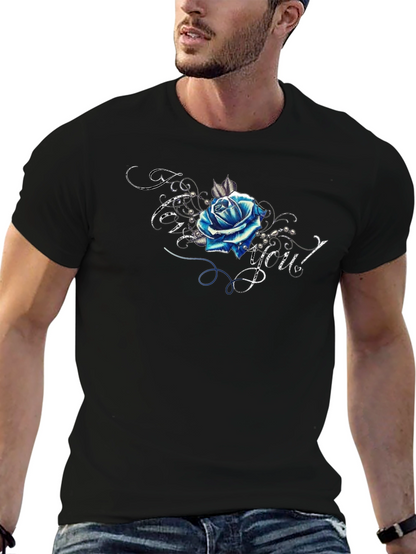 Blue Rose Graphic T-Shirt - Trendy Design