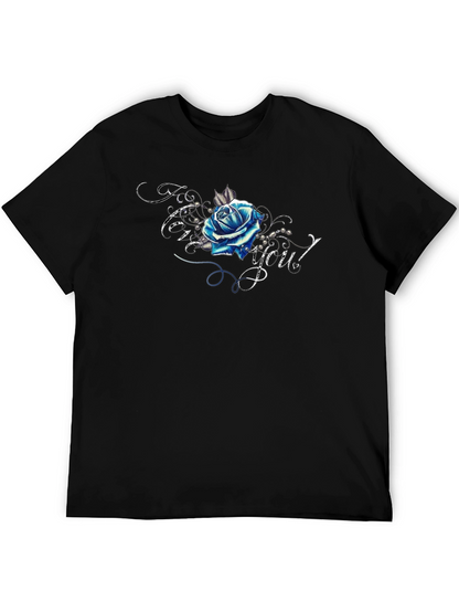 Blue Rose Graphic T-Shirt - Trendy Design