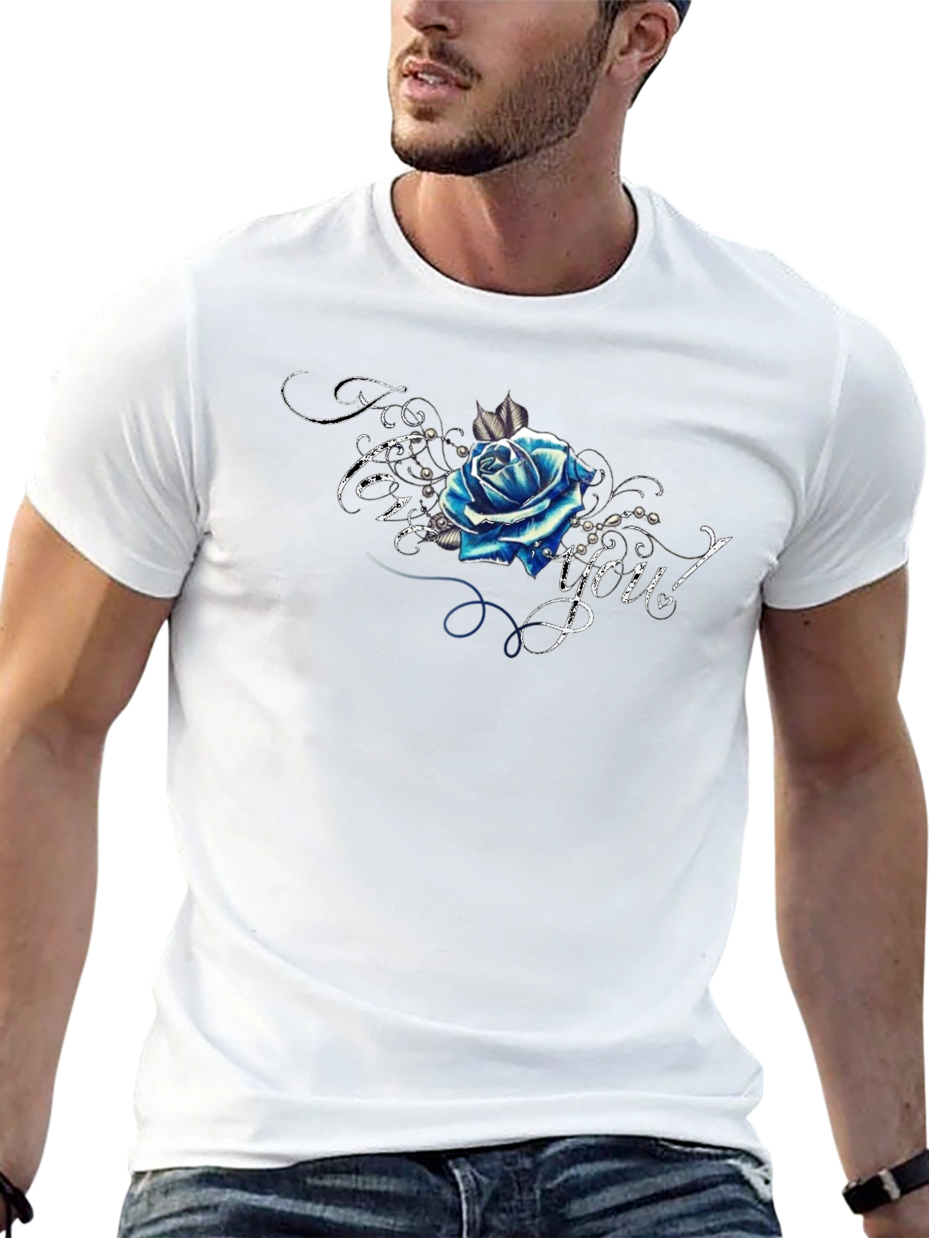 Blue Rose Graphic T-Shirt - Trendy Design