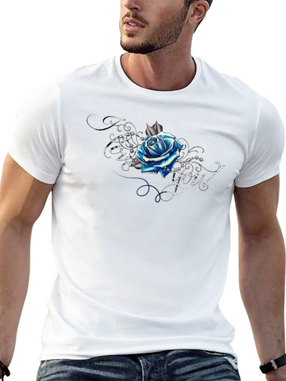 Blue Rose Graphic T-Shirt - Trendy Design