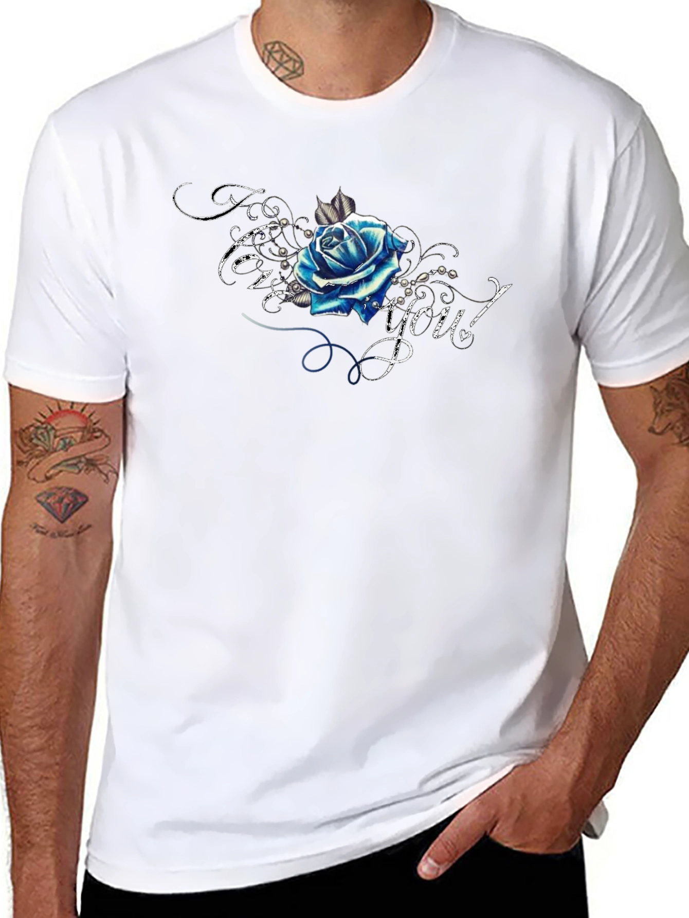 Blue Rose Graphic T-Shirt - Trendy Design