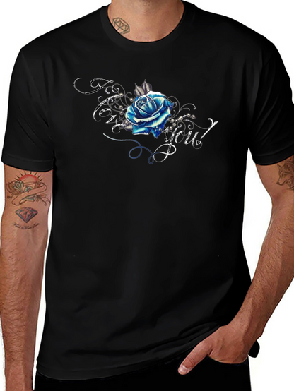 Blue Rose Graphic T-Shirt - Trendy Design
