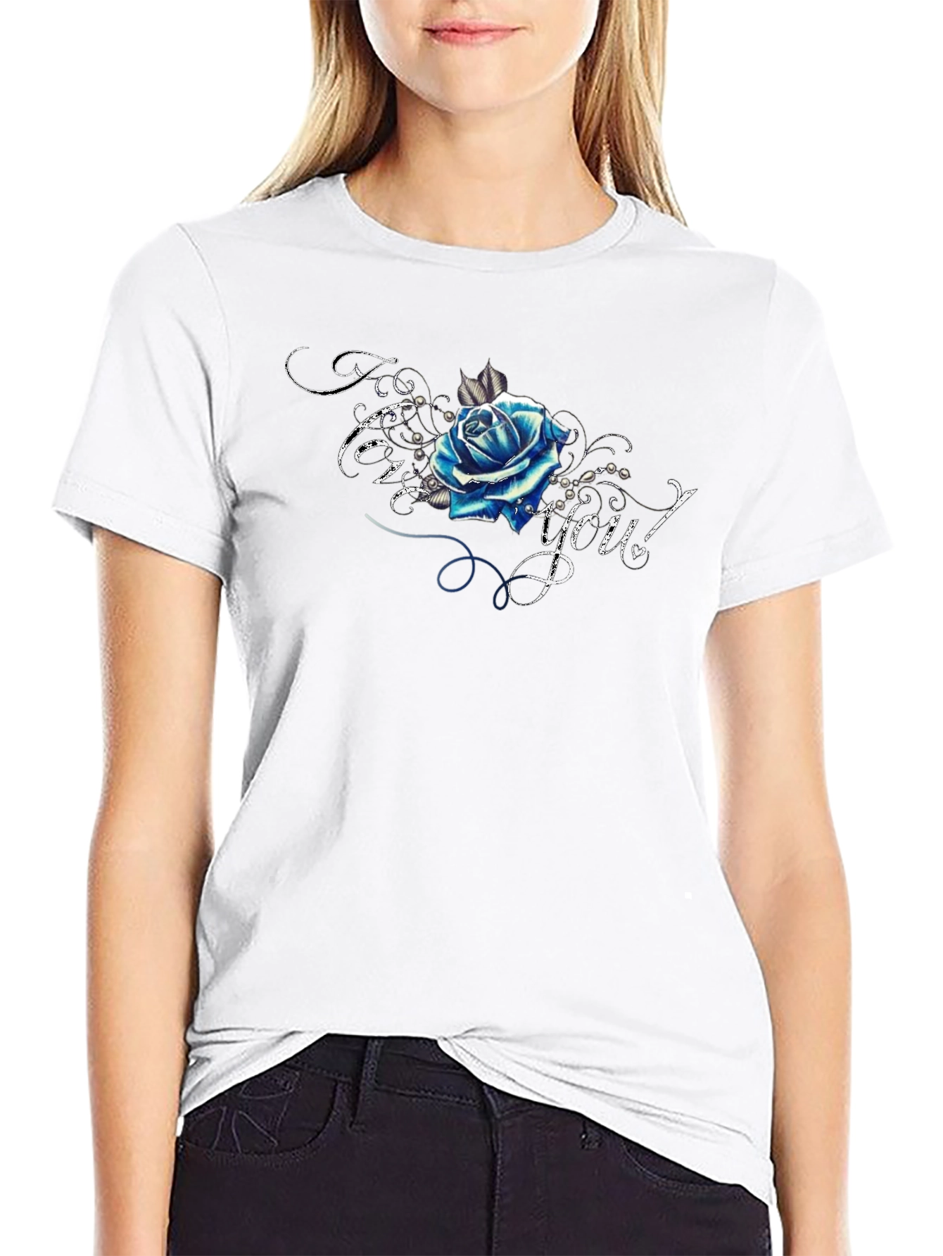 Blue Rose Graphic T-Shirt - Trendy Design