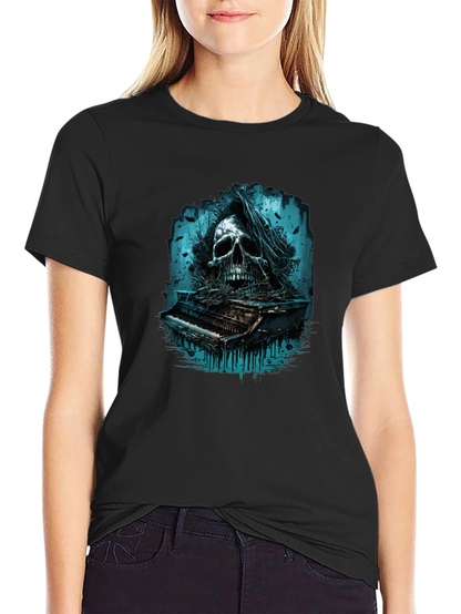 Skull Piano Graphic Tee - Dark & Edgy Style