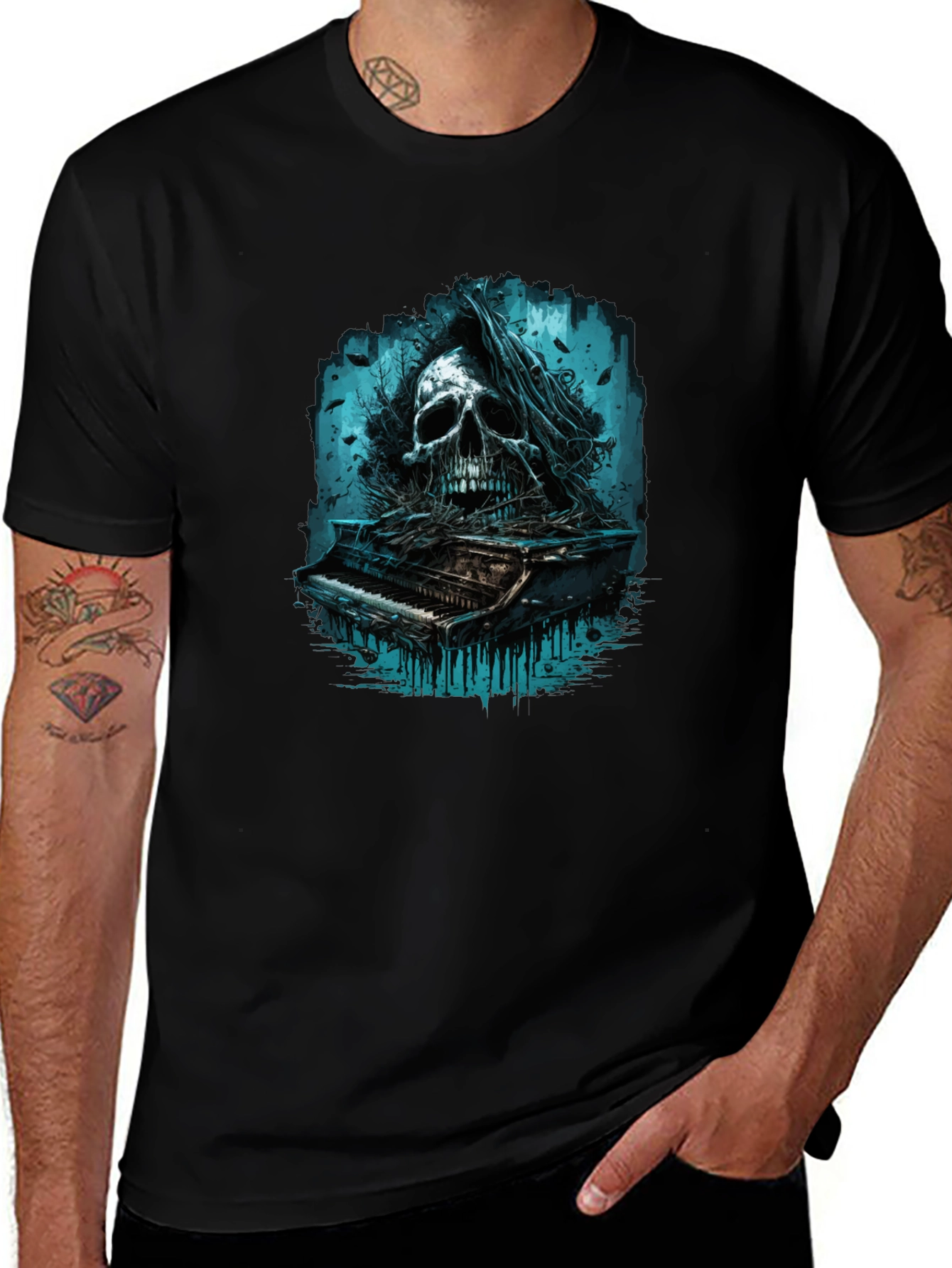 Skull Piano Graphic Tee - Dark & Edgy Style