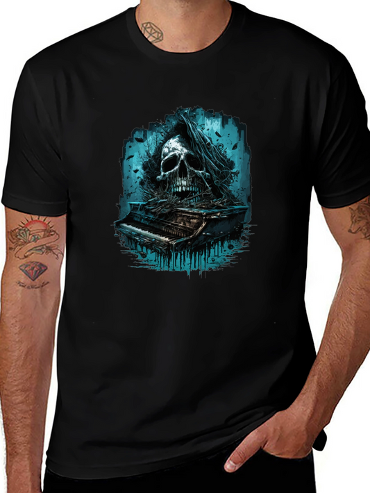 Skull Piano Graphic Tee - Dark & Edgy Style