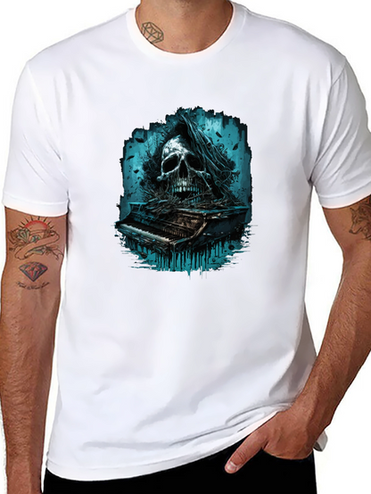 Skull Piano Graphic Tee - Dark & Edgy Style