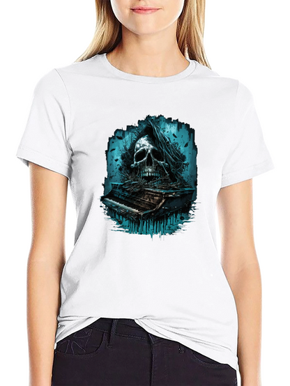 Skull Piano Graphic Tee - Dark & Edgy Style