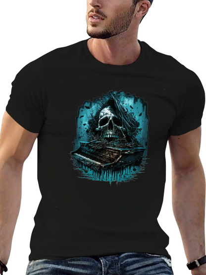 Skull Piano Graphic Tee - Dark & Edgy Style