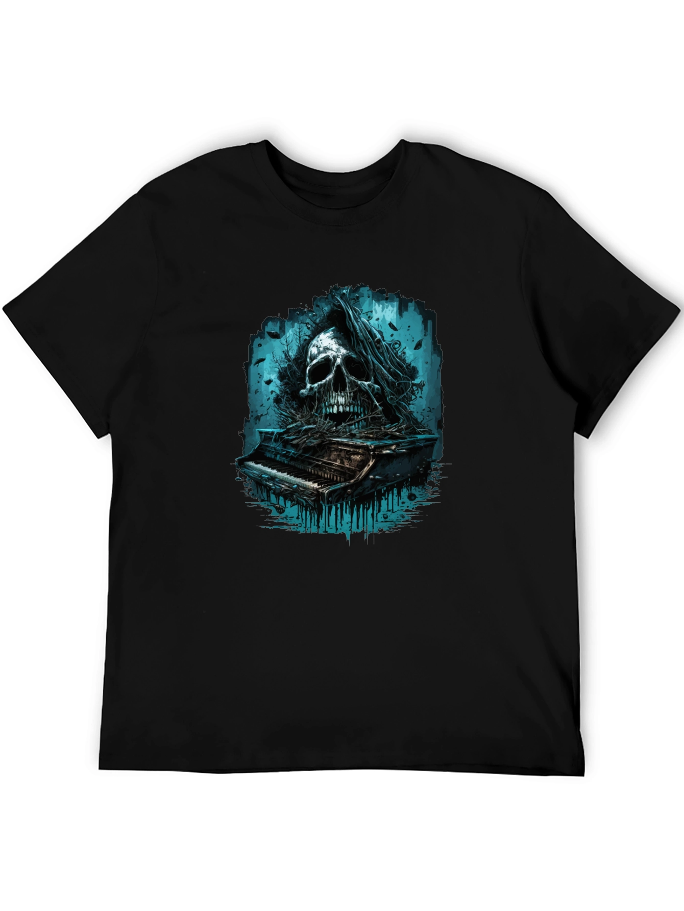 Skull Piano Graphic Tee - Dark & Edgy Style