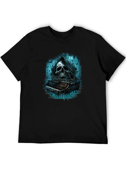 Skull Piano Graphic Tee - Dark & Edgy Style
